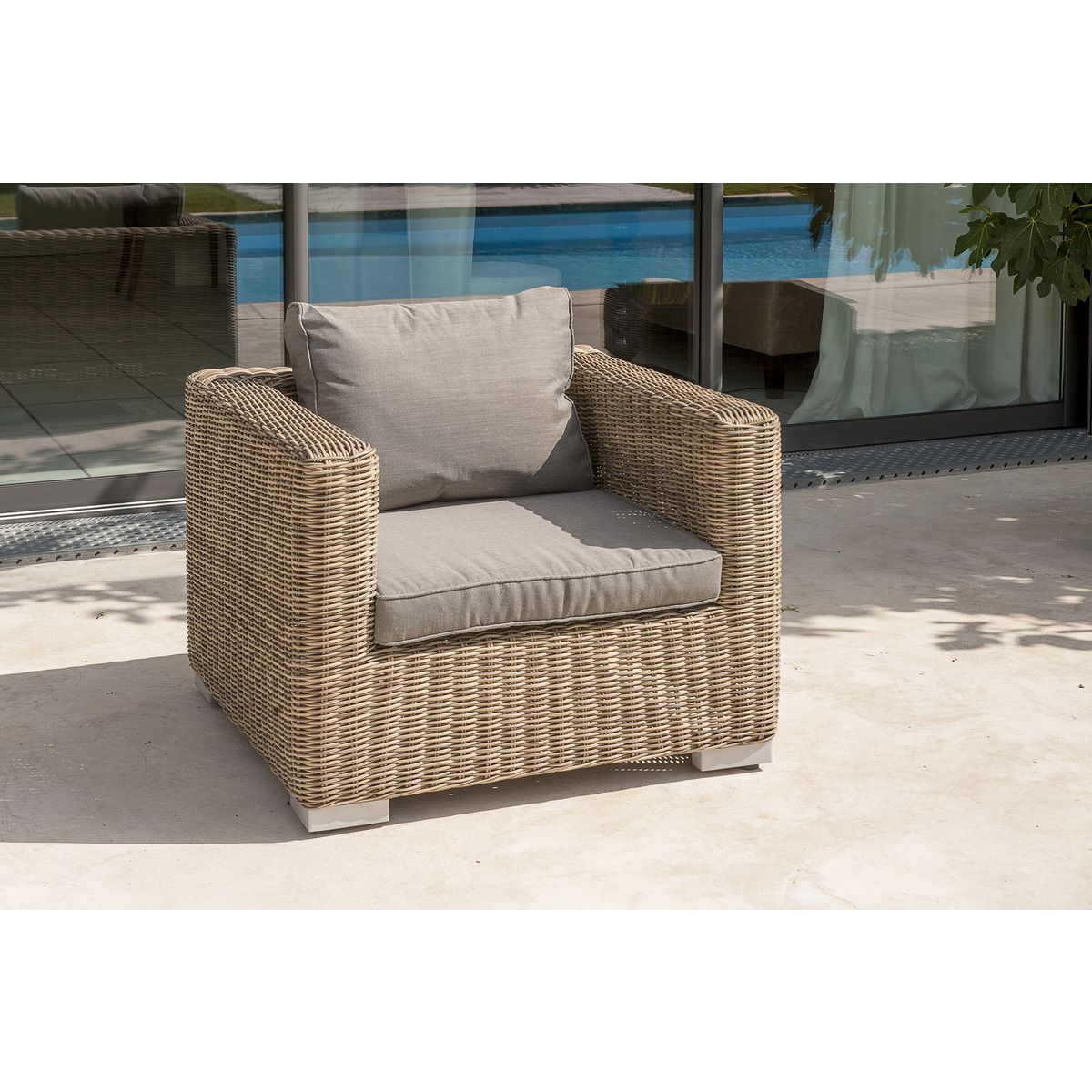 PARIS GARDEN Salon bas de jardin - 4 places - Résine tressée - Miel - MONTMARTRE