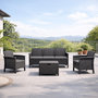 Voir la diapositive 2 : CONCEPT USINE Salon de jardin 5 places effet résine tressée gris anthracite avec table basse MANIZA