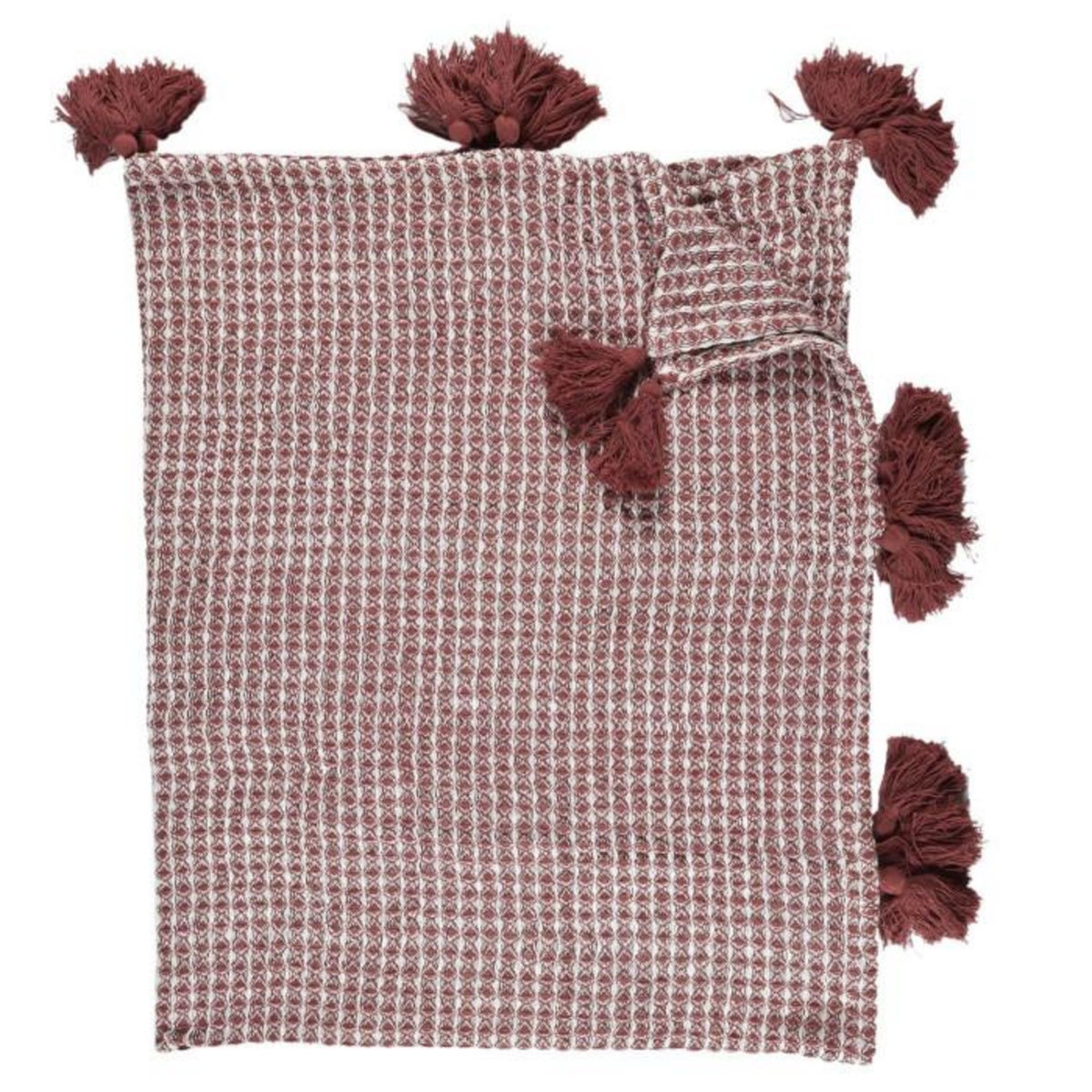 Paris Prix Plaid Nid d'Abeille  Gaufré  125x150cm Rouge & Blanc