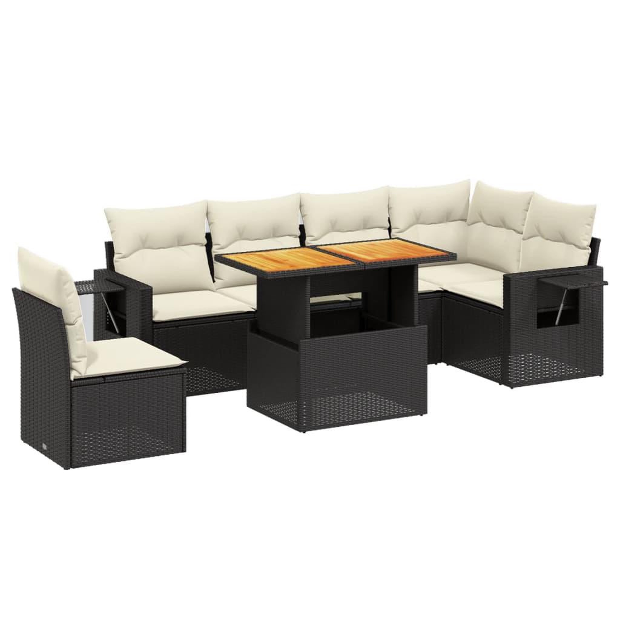 Voir la diapositive 2 : VIDAXL Salon de jardin 7 pcs avec coussins noir resine tressee