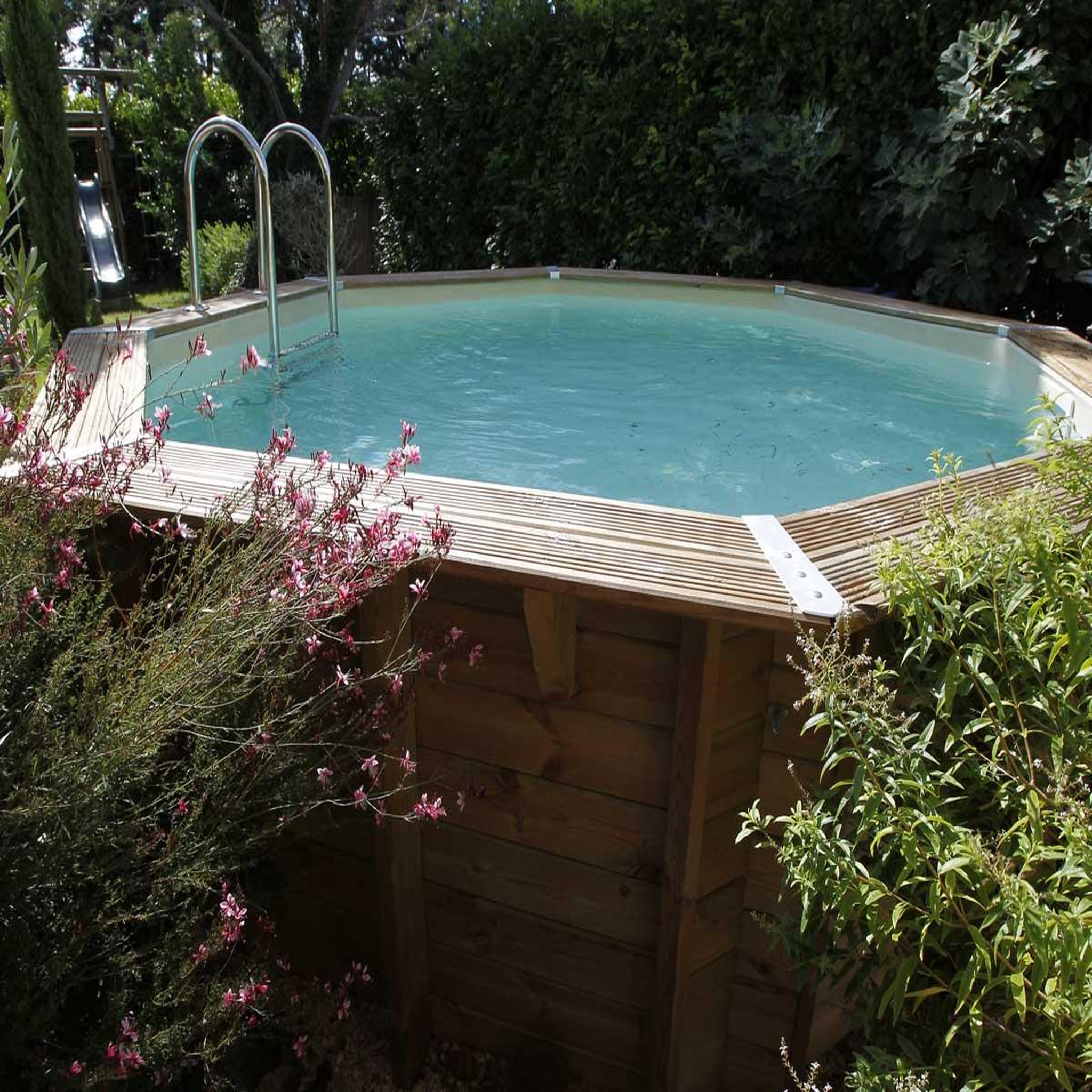 Voir la diapositive 3 : Ubbink Piscine bois Océa 4,30 x 1,20 m - Liner gris - Ubbink
