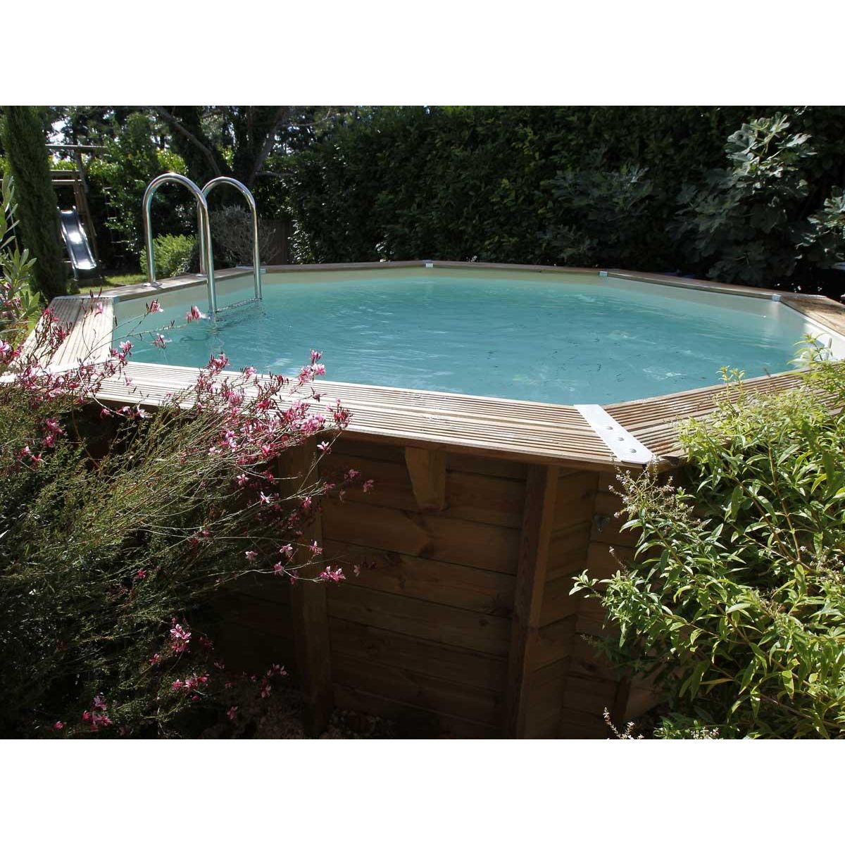 Ubbink Piscine bois Océa 4,30 x 1,20 m - Liner gris - Ubbink