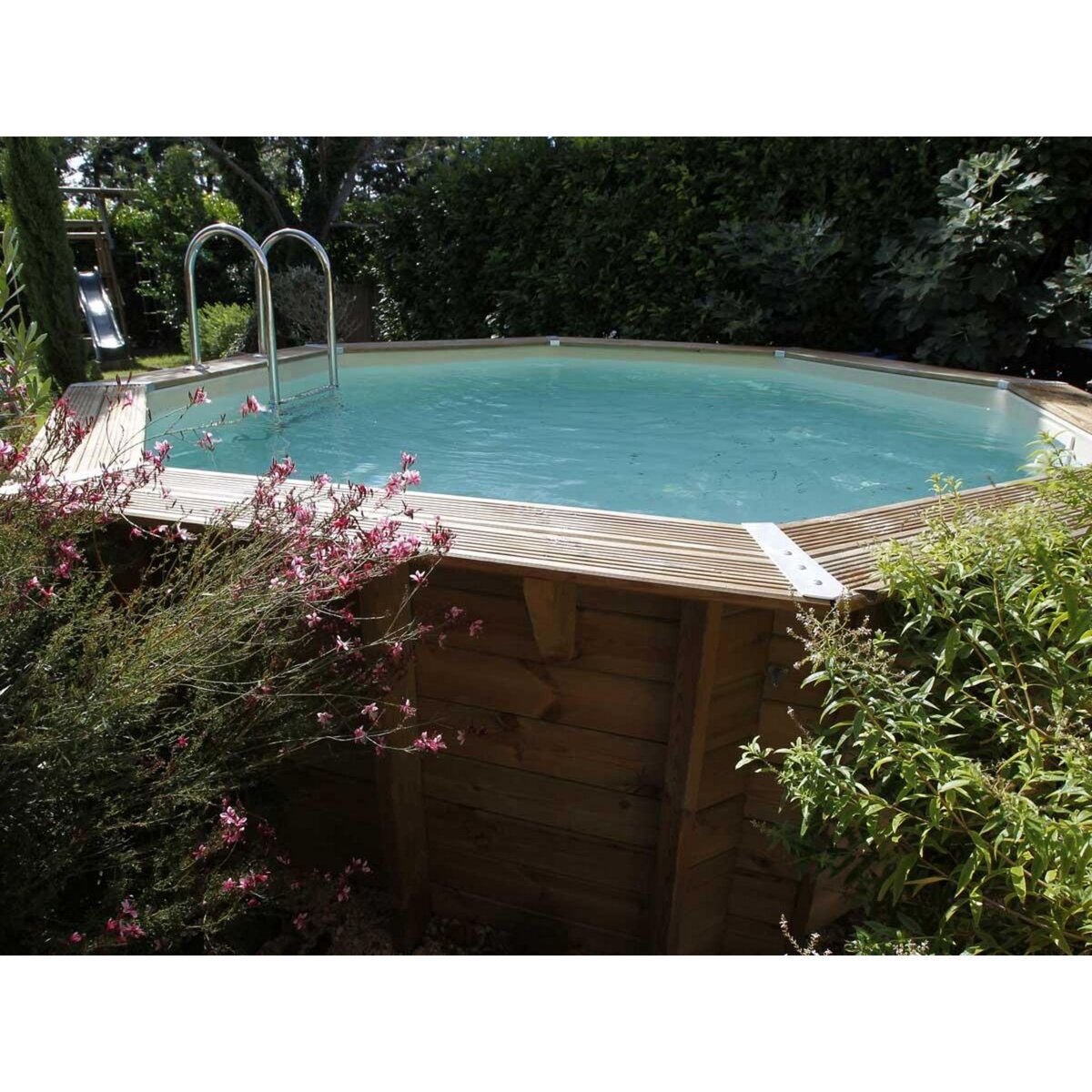 Ubbink Piscine bois Océa 4,30 x 1,20 m - Liner gris - Ubbink