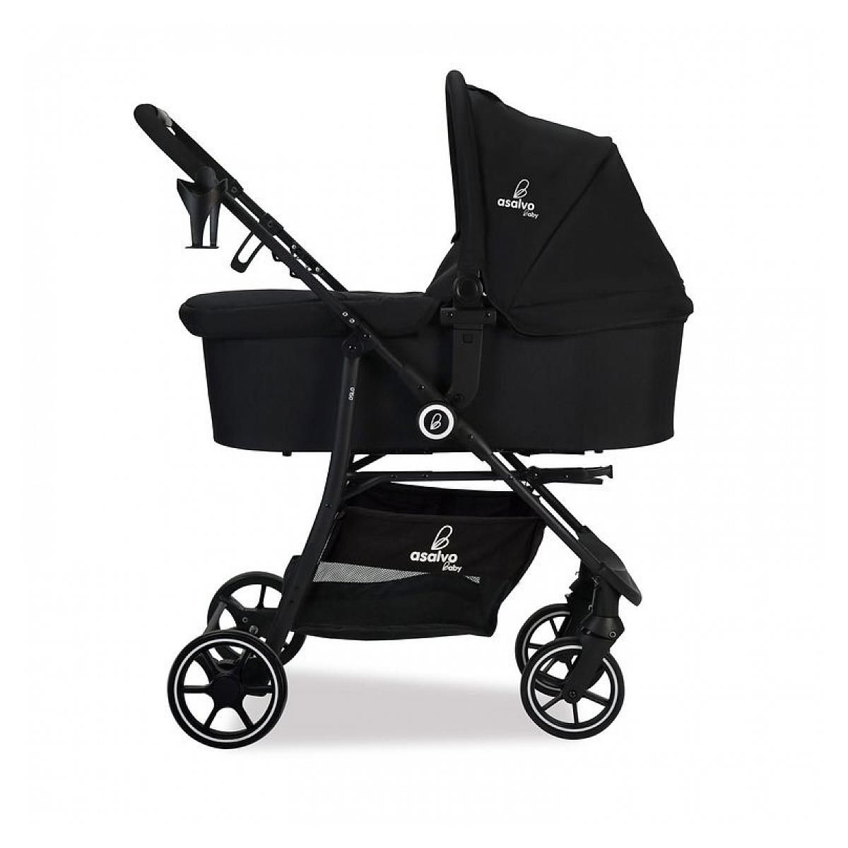 Asalvo Poussette 3 en 1 Oslo Noir - Confort et Praticité pour Bébé