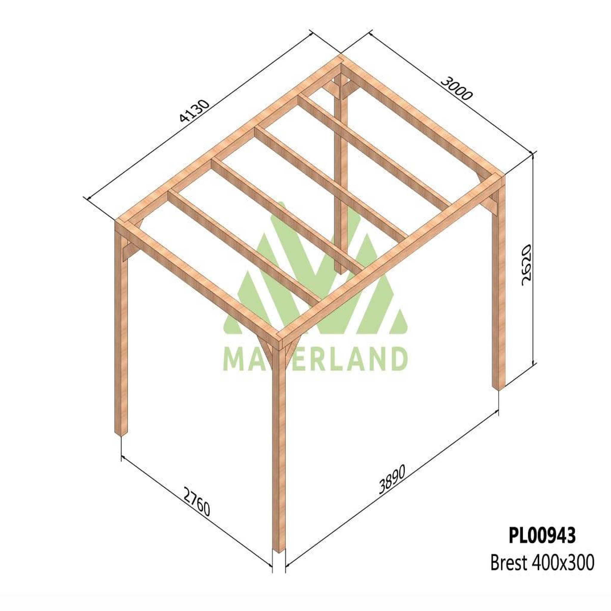 Voir la diapositive 2 : JARDIDECO Pergola en bois lamellé-collé brest 400 x 300 cm - maderland