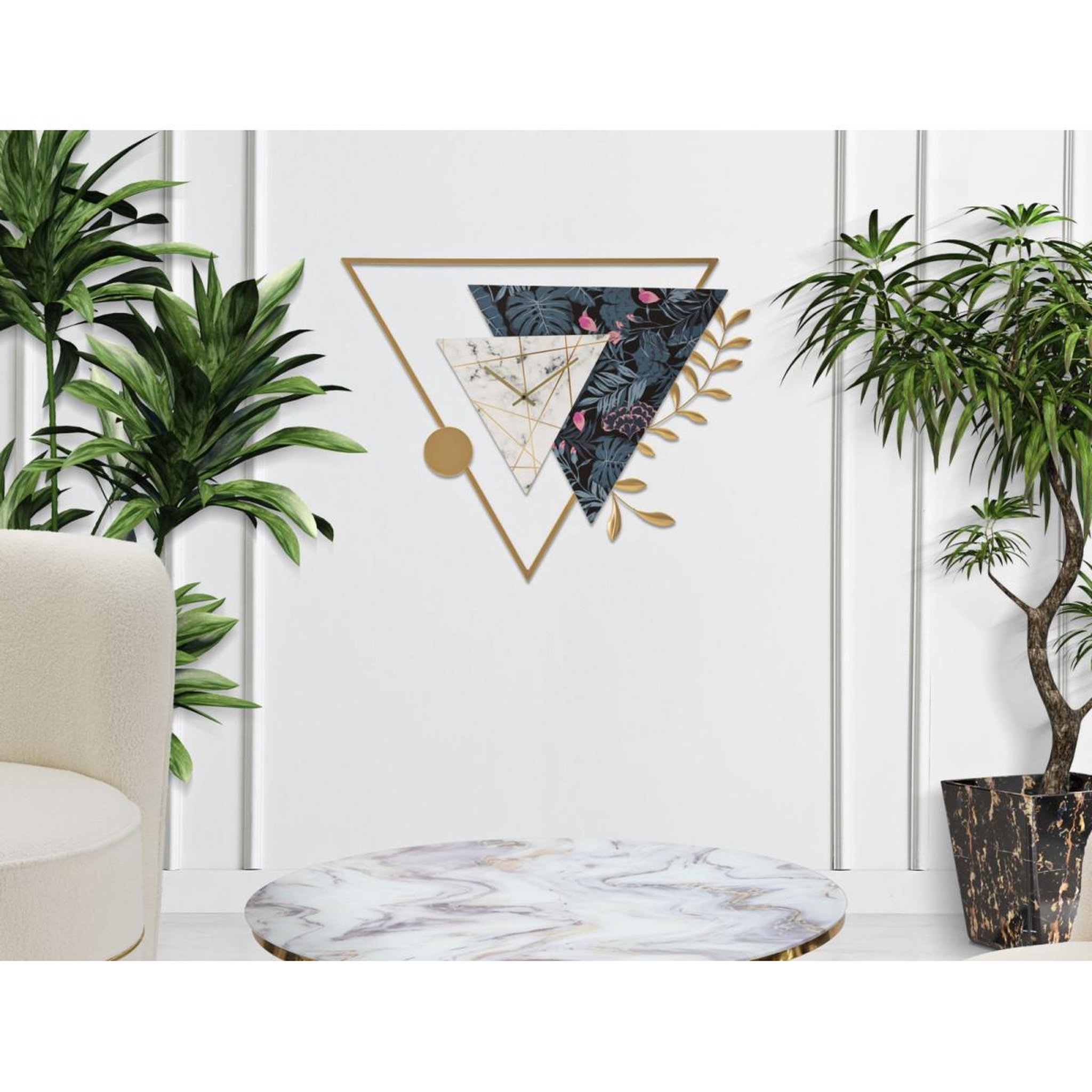 Voir la diapositive 5 : Paris Prix Horloge murale en métal  triangle  75cm multicolore