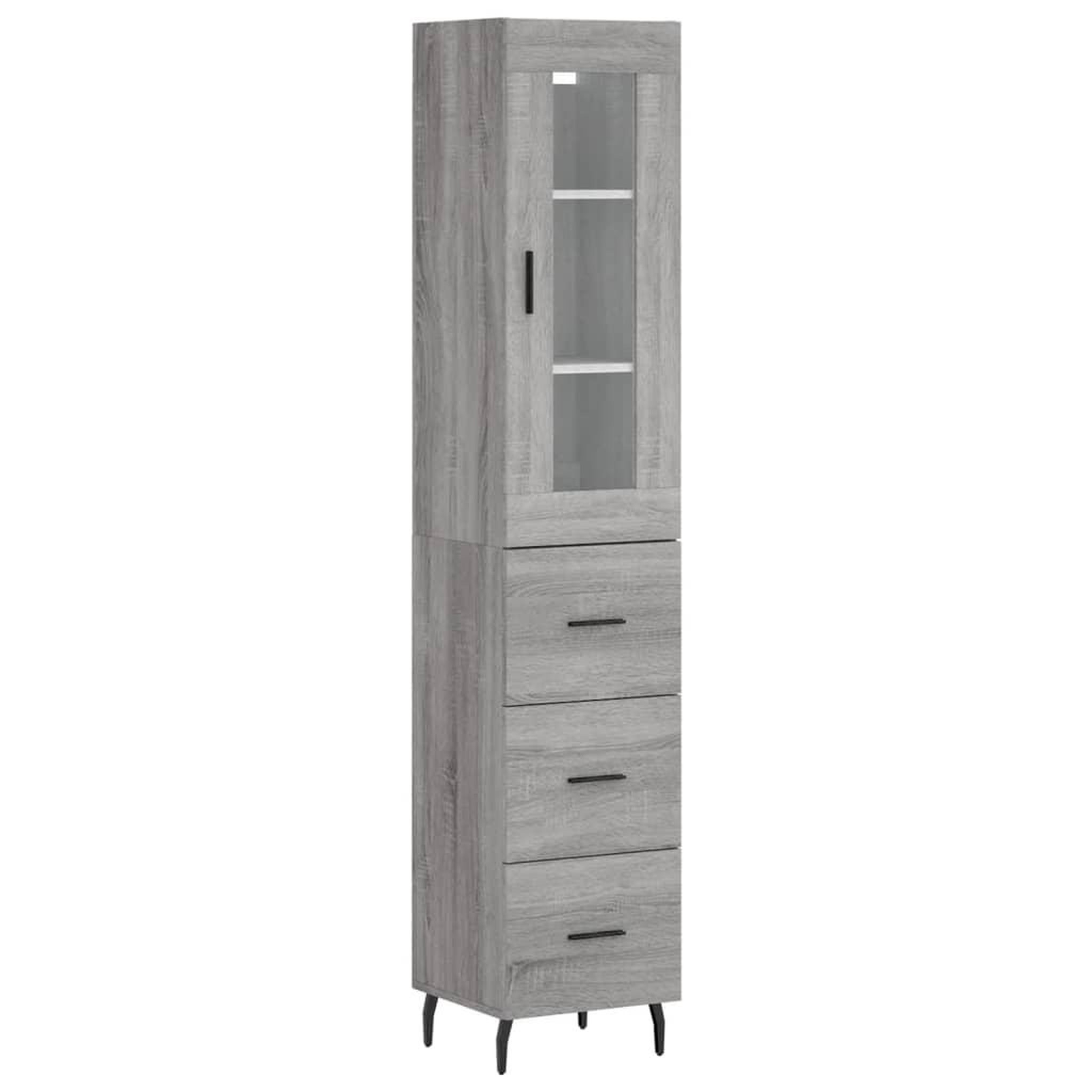 Voir la diapositive 2 : VIDAXL Buffet haut Sonoma gris 34,5x34x180 cm Bois d'ingenierie