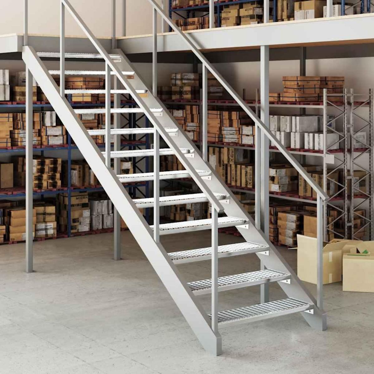 VIDAXL Escalier en caillebotis 90x24x7 cm acier galvanise