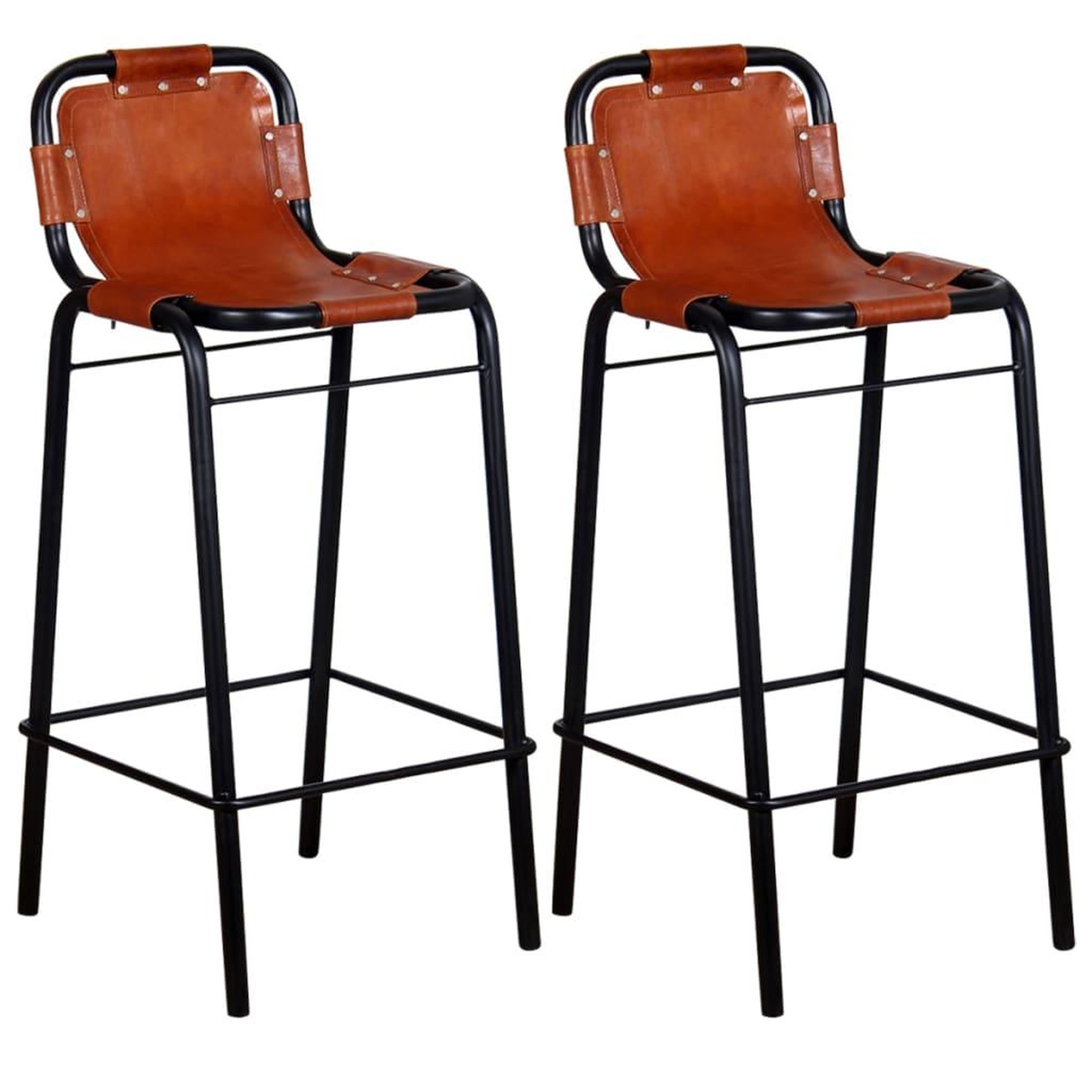 VIDAXL Tabourets de bar lot de 2 cuir veritable