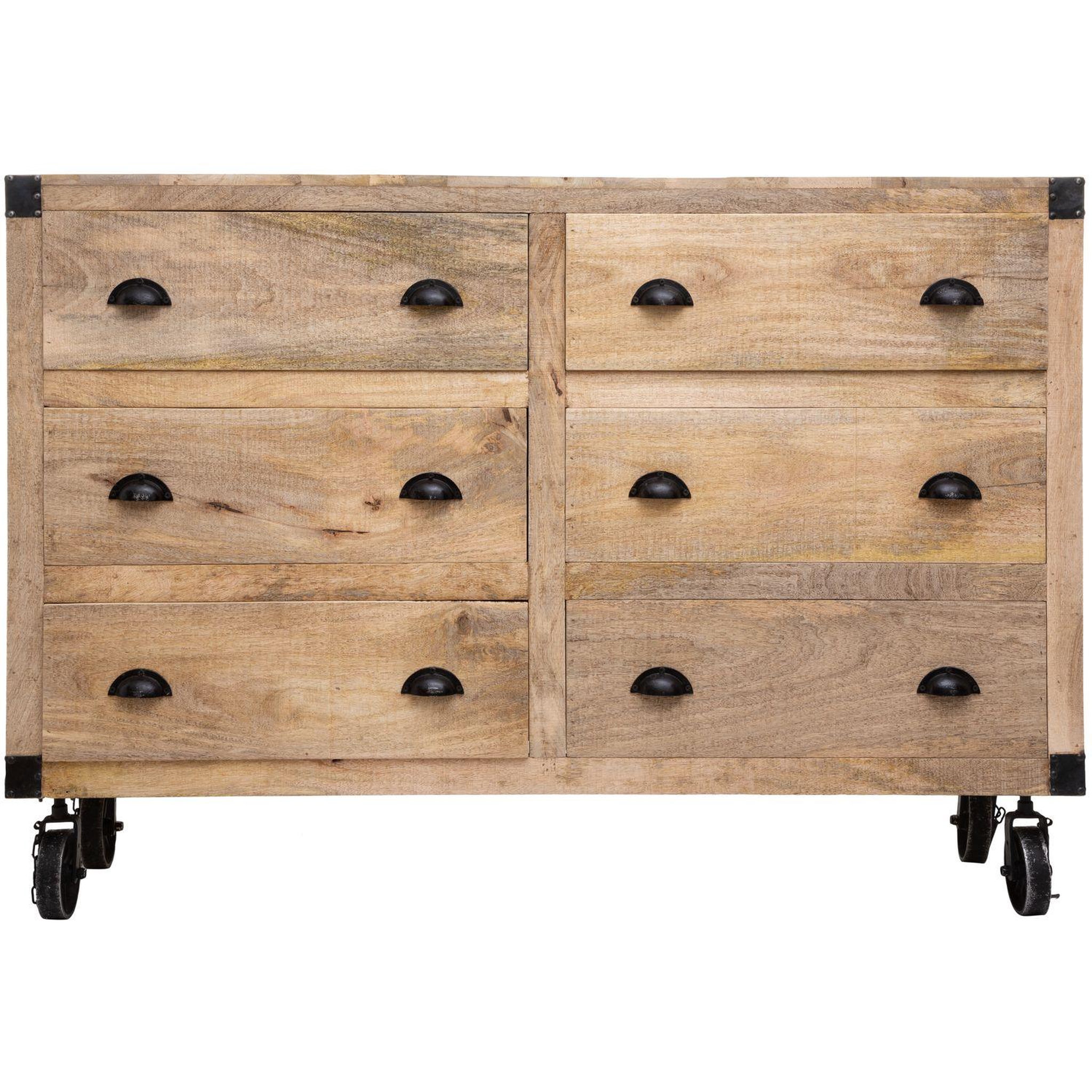 Voir la diapositive 3 : ATMOSPHERA Buffet d'intérieur 6 tiroirs silas - bois et métal