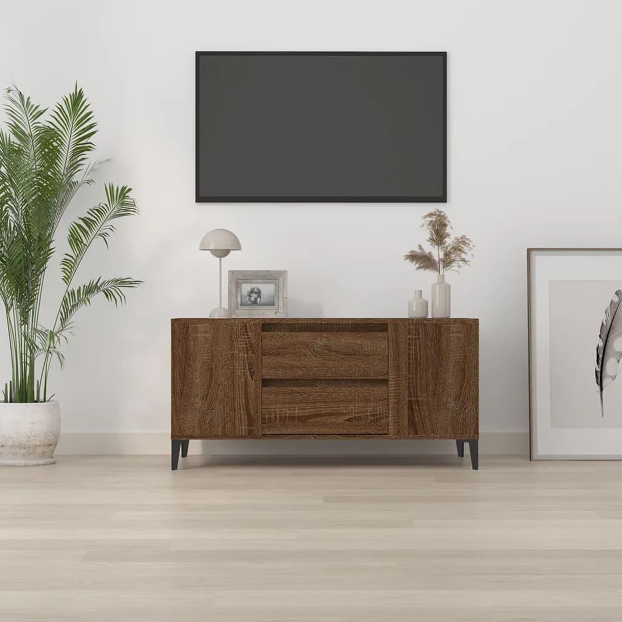 Voir la diapositive 3 : VIDAXL Meuble TV Chene marron 102x44,5x50 cm Bois d'ingenierie