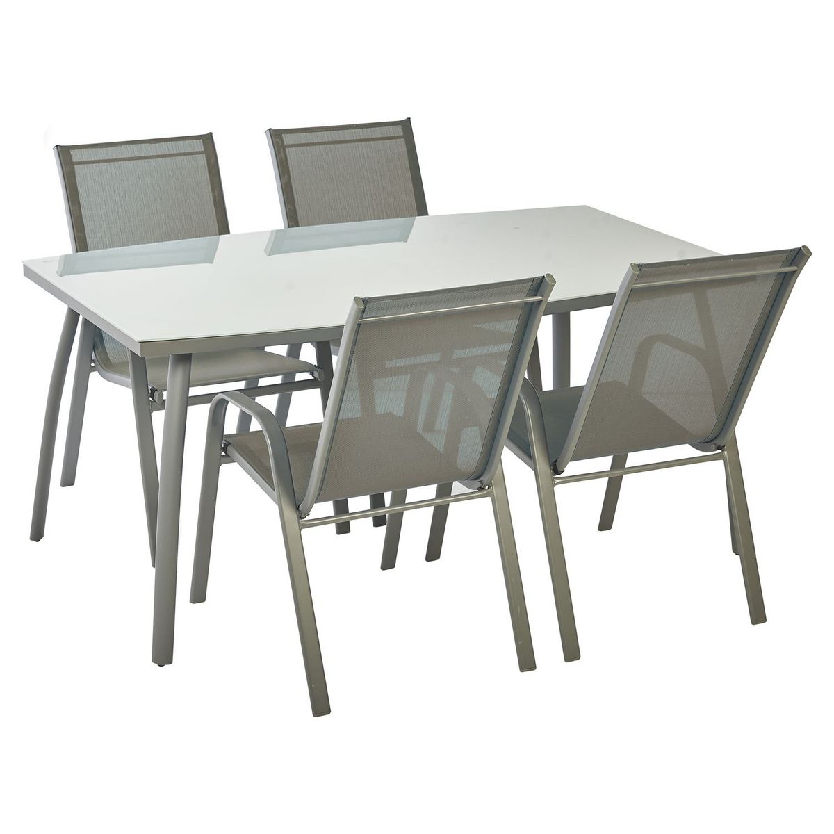 GARDENSTAR Table de jardin rectangulaire - 4/6 places - Acier et verre - Gris