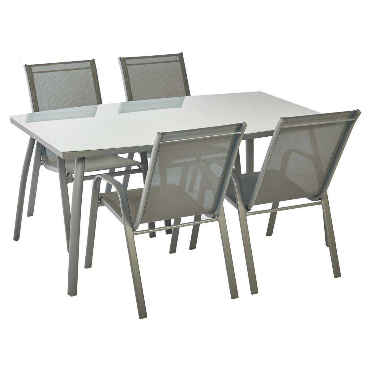 GARDENSTAR Table de jardin rectangulaire - 4/6 places - Acier et verre - Gris