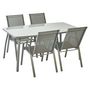 Voir la diapositive 8 : GARDENSTAR Table de jardin rectangulaire - 4/6 places - Acier et verre - Gris