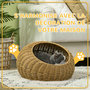 Voir la diapositive 6 : PAWHUT Niche pour chat lit pour chat panier de chat en résine tressée imitation rotin coussin doux déhoussable Ø 50 x 31H cm marron clair