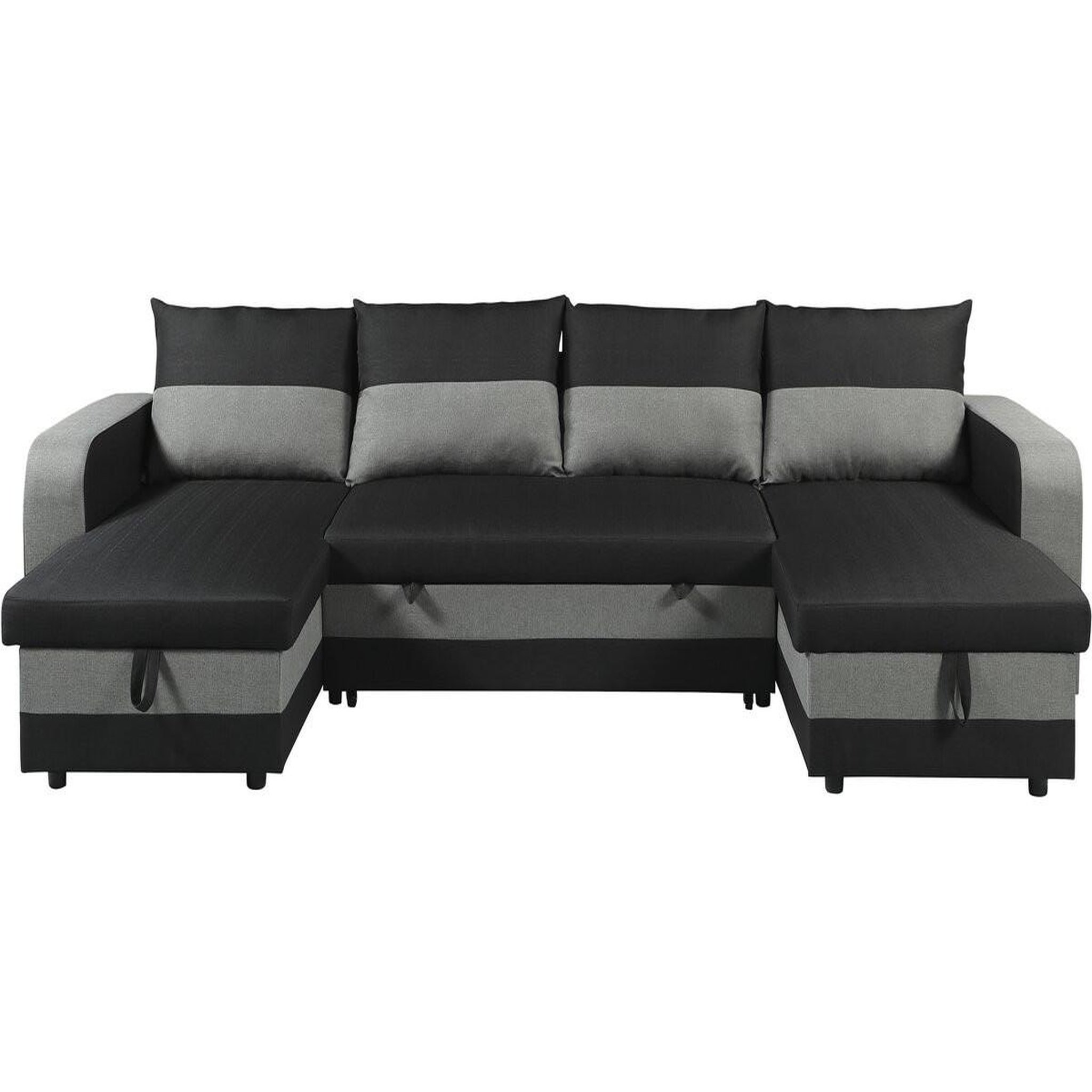 Habitat et Jardin Canapé d'angle panoramique convertible en tissu  victor  - 4 places - noir