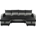 Habitat et Jardin Canapé d'angle panoramique convertible en tissu  Victor  - 4 places - Noir