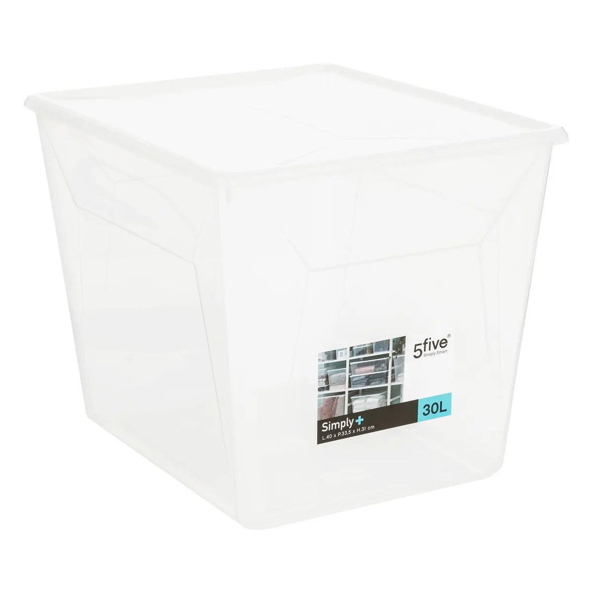 Voir la diapositive 2 : FIVE Boîte de rangement  simply  30l transparent