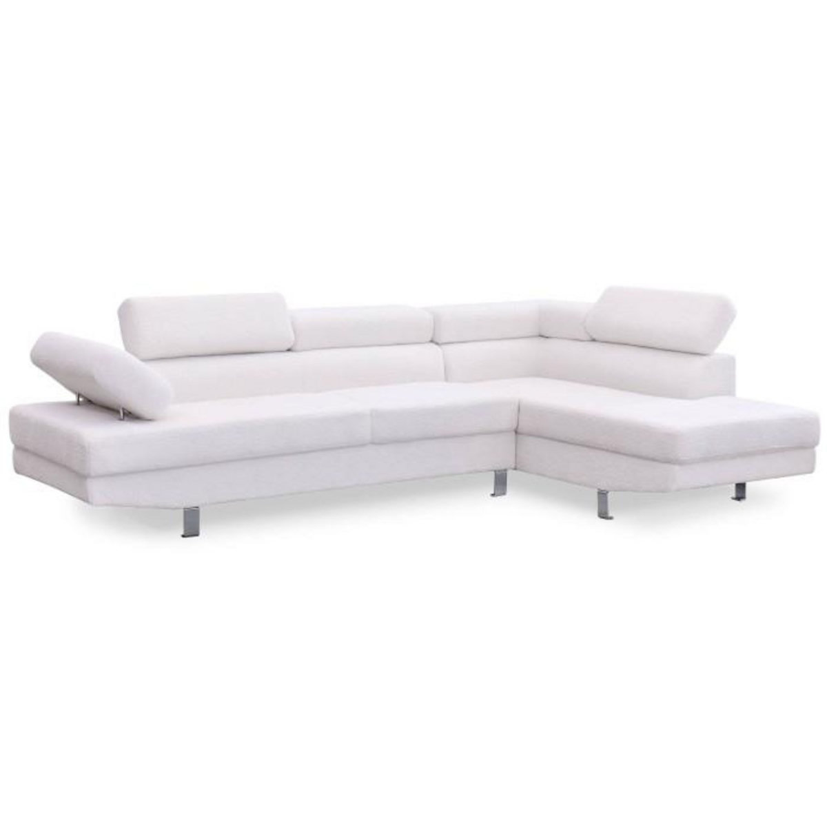 Paris Prix Canapé d'Angle Droit Bouclette  Têtière  260cm Crème