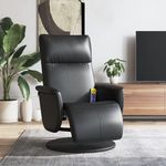 VIDAXL Fauteuil inclinable de massage repose-pieds noir similicuir