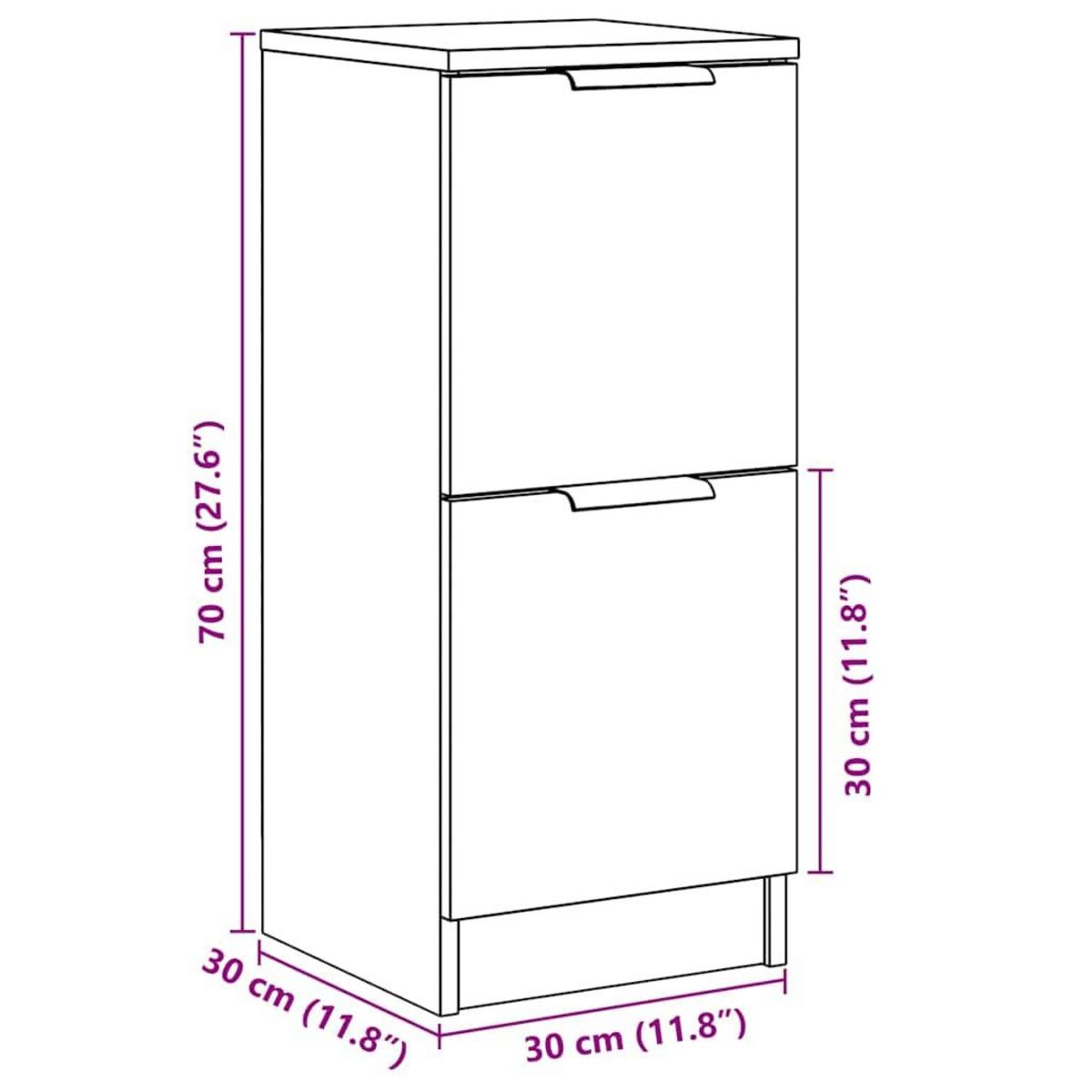 VIDAXL Buffets 2 pcs vieux bois 30x30x70 cm bois d'ingenierie