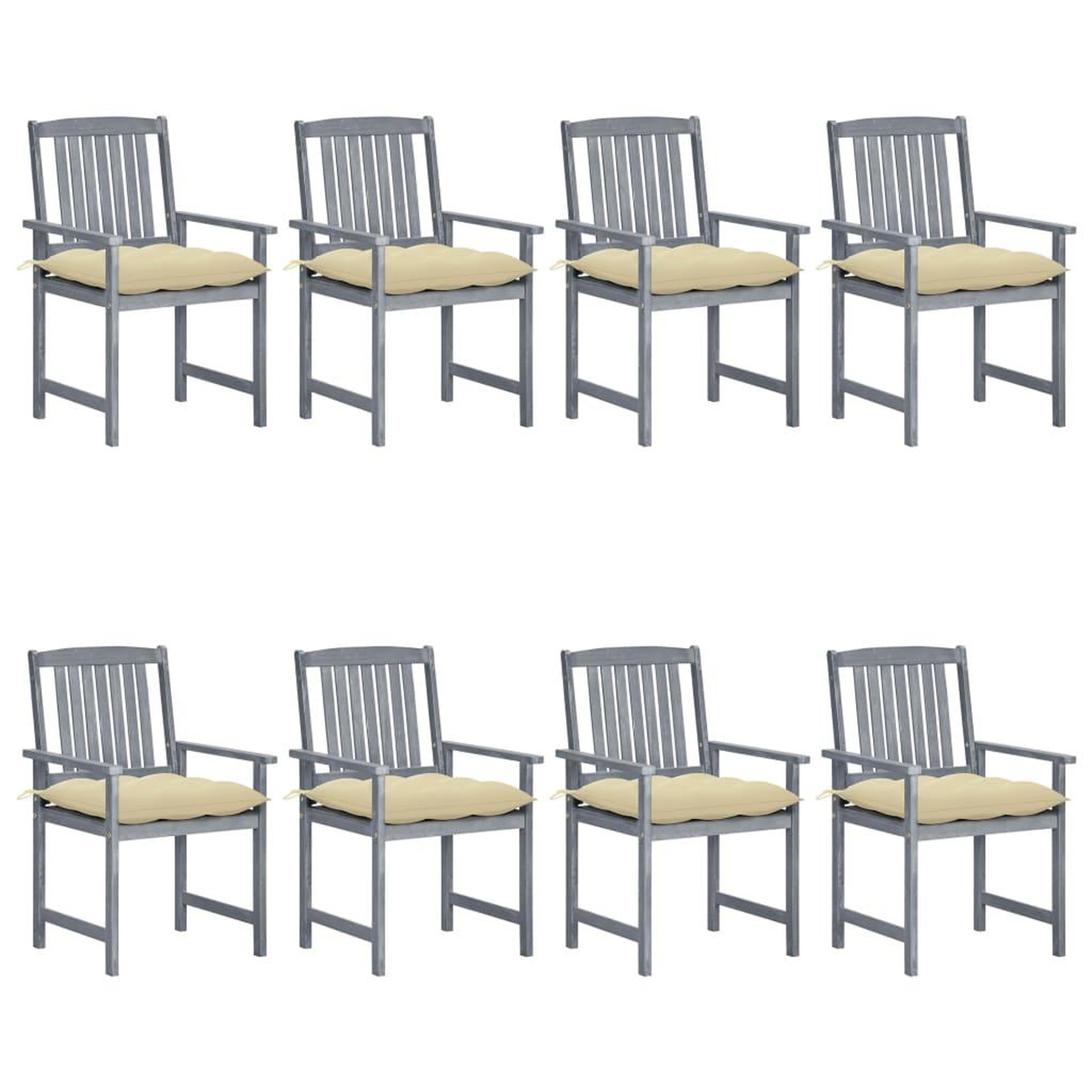 Voir la diapositive 1 : VIDAXL Chaises de jardin et coussins lot de 8 Bois acacia solide Gris