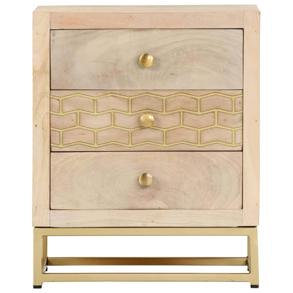 VIDAXL Table de chevet dore 40 x 30 x 50 cm bois de manguier massif