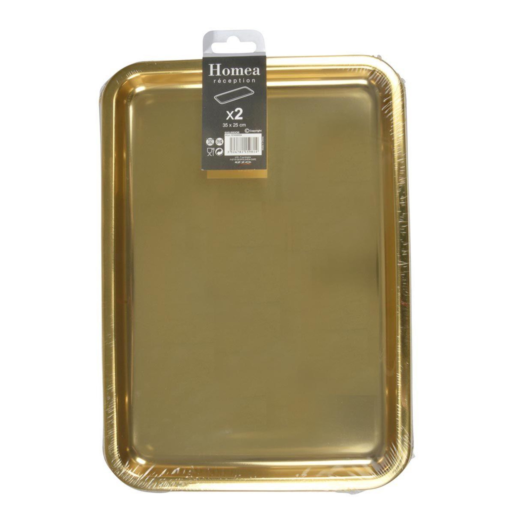 Voir la diapositive 2 : HOMEA Lot de 2 plateaux de présentation  noza  35cm or