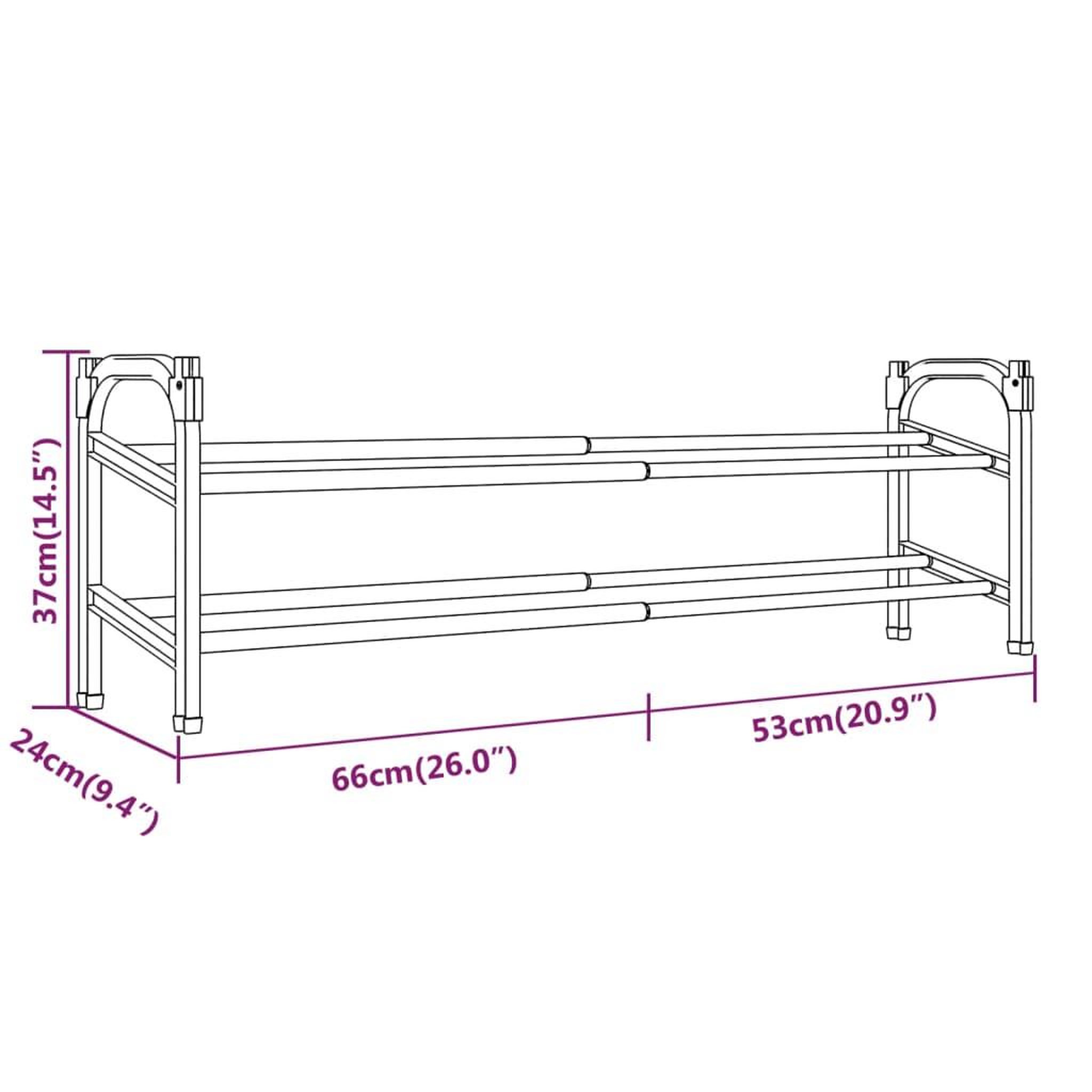 Voir la diapositive 6 : VIDAXL Meuble a chaussures extensible avec 2 etageres 119x24x37 cm