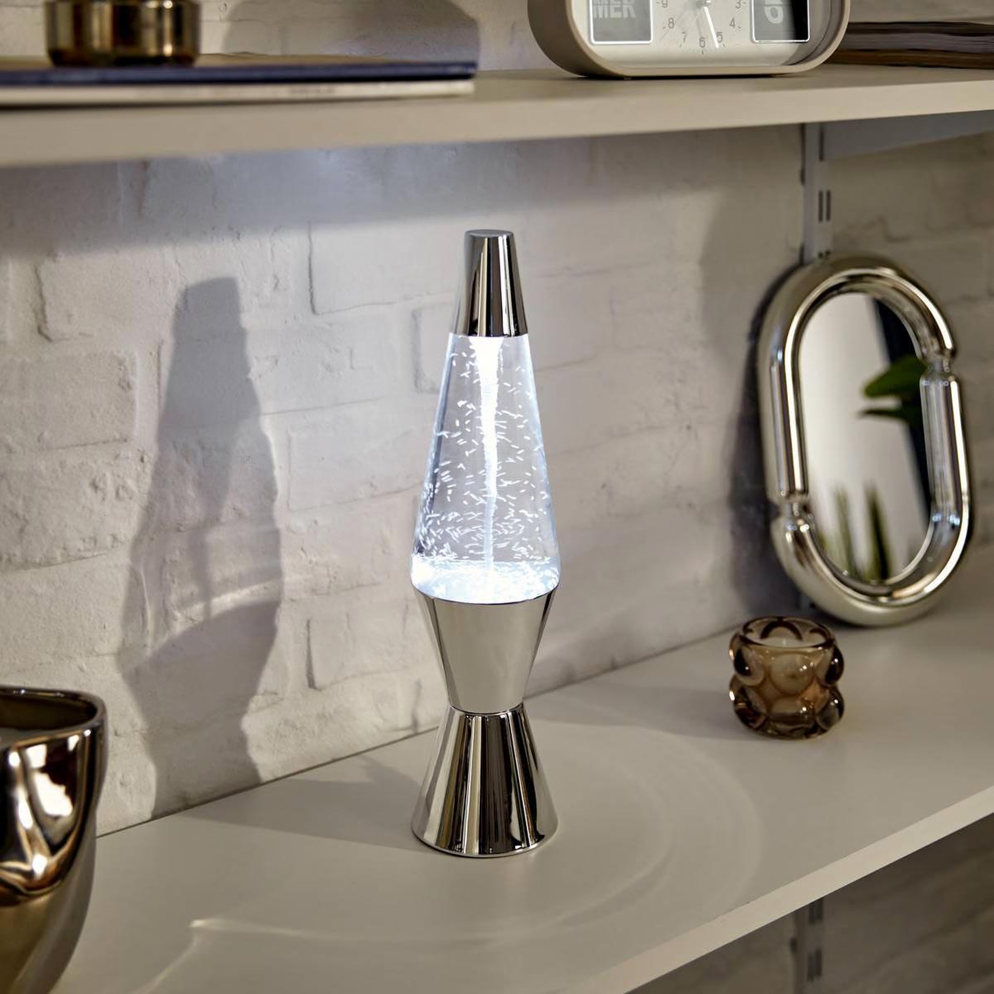Voir la diapositive 4 : ATMOSPHERA Lampe à poser tornade  lava  36cm argent