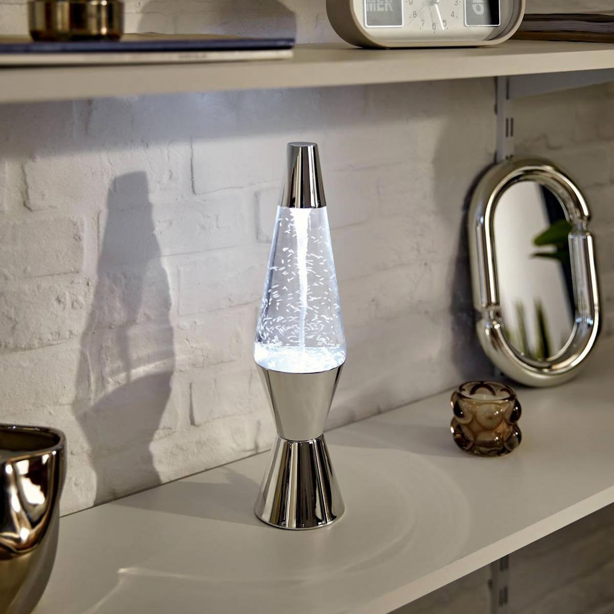 ATMOSPHERA Lampe à Poser Tornade  Lava  36cm Argent