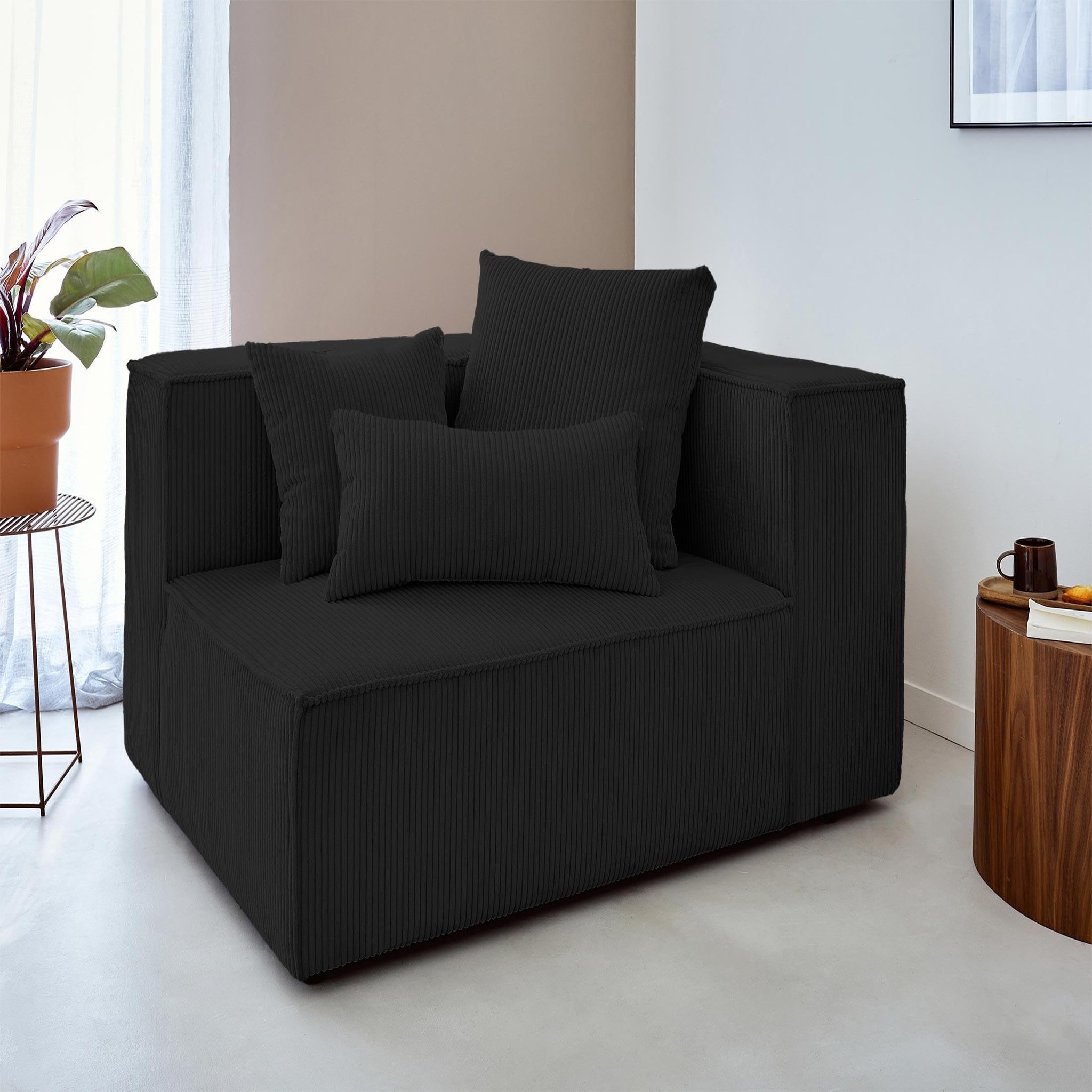 Voir la diapositive 5 : BEST MOBILIER Colombine - canapé modulable d'angle gauche - 6 places - en velours côtelé