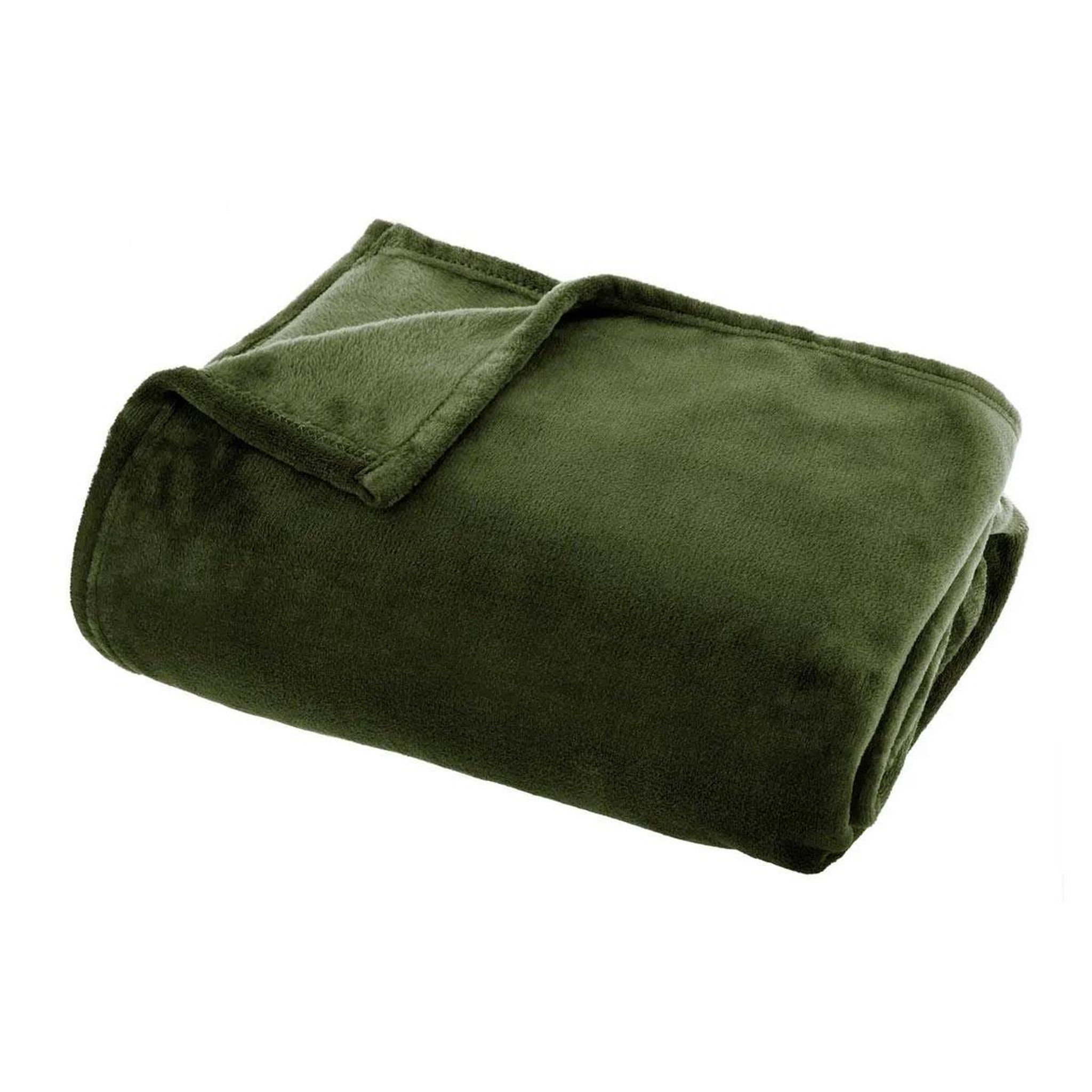 ATMOSPHERA Plaid doux uni  flanel  125x150cm vert kaki