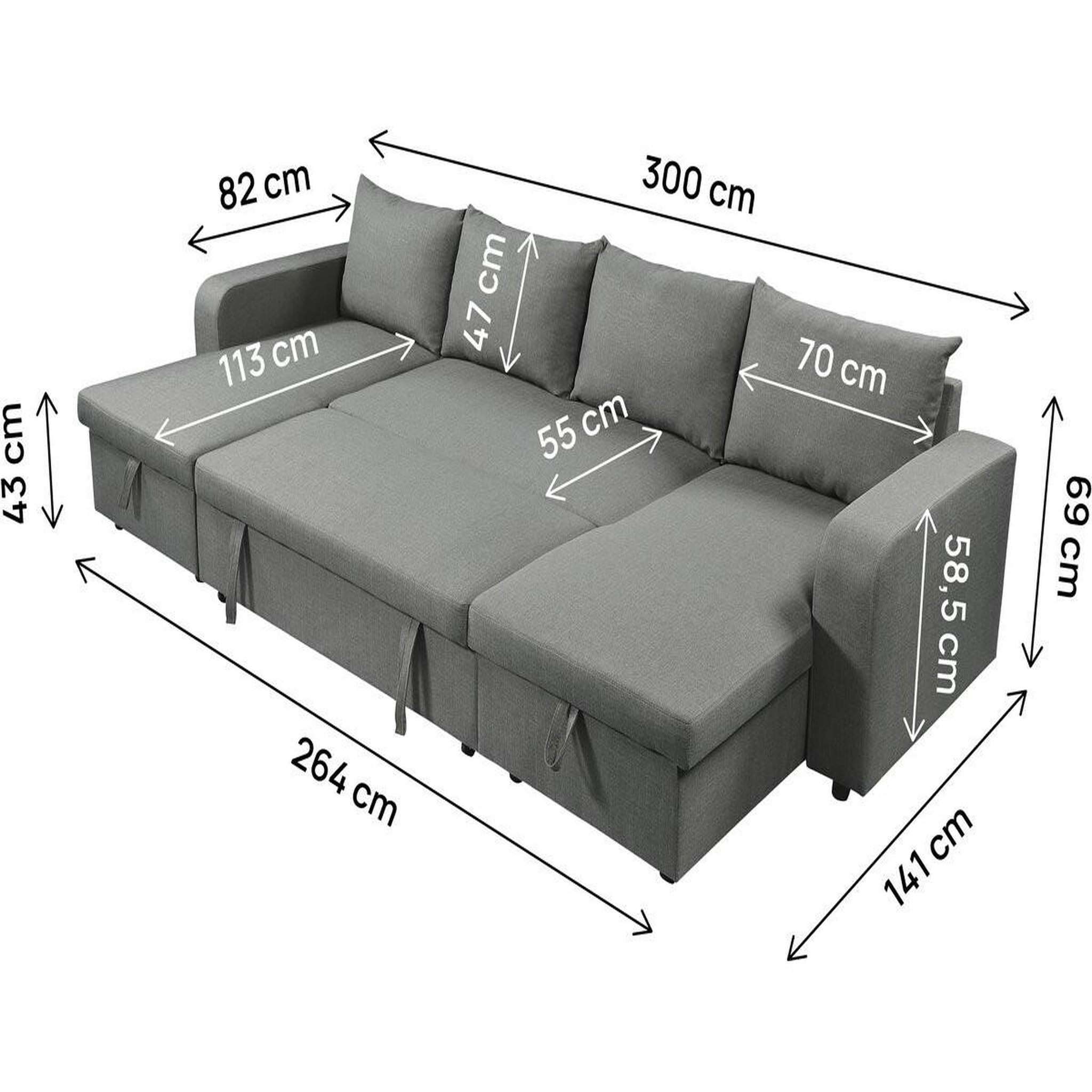 Voir la diapositive 3 : Habitat et Jardin Canapé d'angle panoramique convertible en tissu  victor  - 4 places - gris