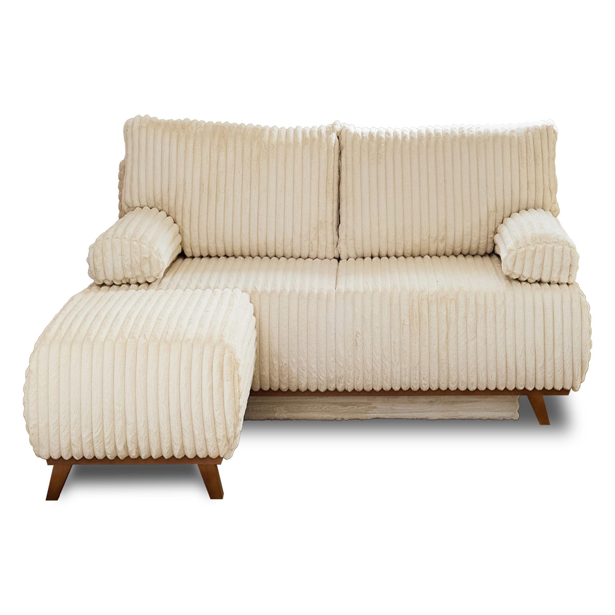 Voir la diapositive 1 : BEST MOBILIER Cristal - canapé 3 places - convertible avec coffre et pouf - en fausse fourrure côtelée