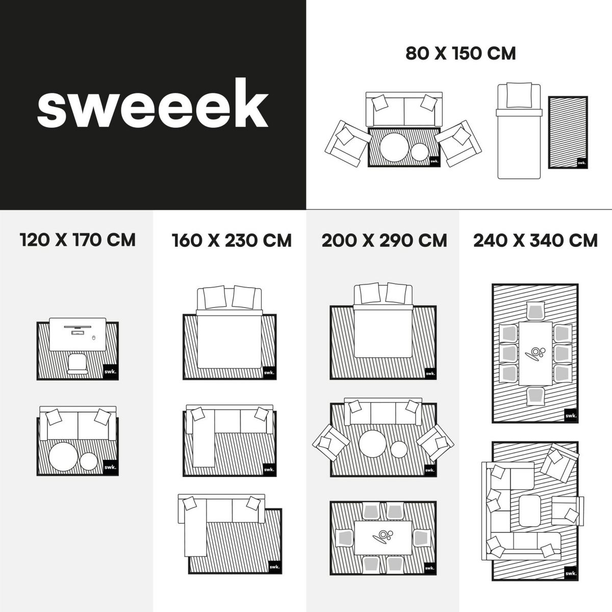 SWEEEK Tapis intérieur/extérieur contemporain motifs géométriques crème et beige polyester recyclé Megan