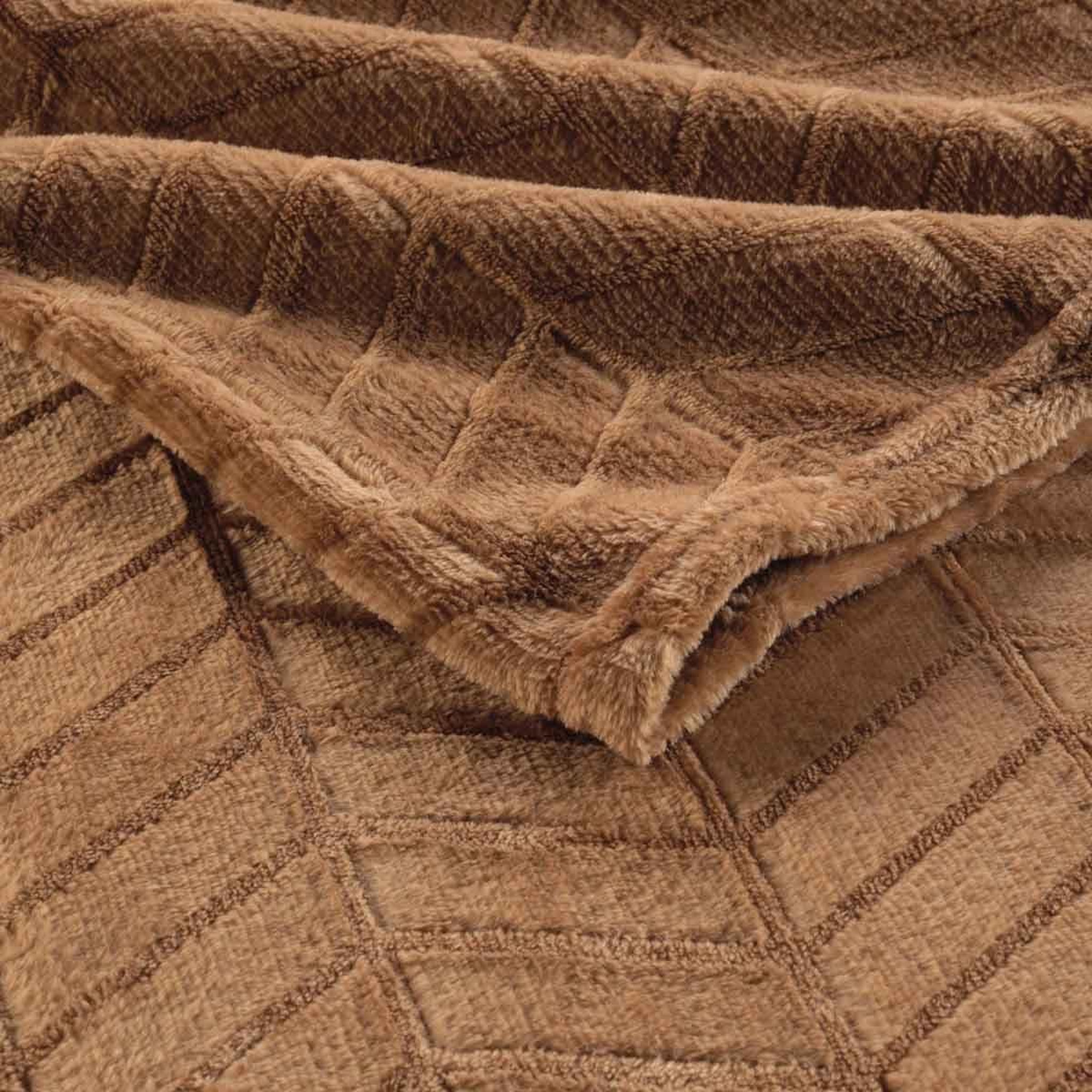 Voir la diapositive 3 : Douceur d'Intérieur Plaid flanelle uni  arya  180x220cm camel