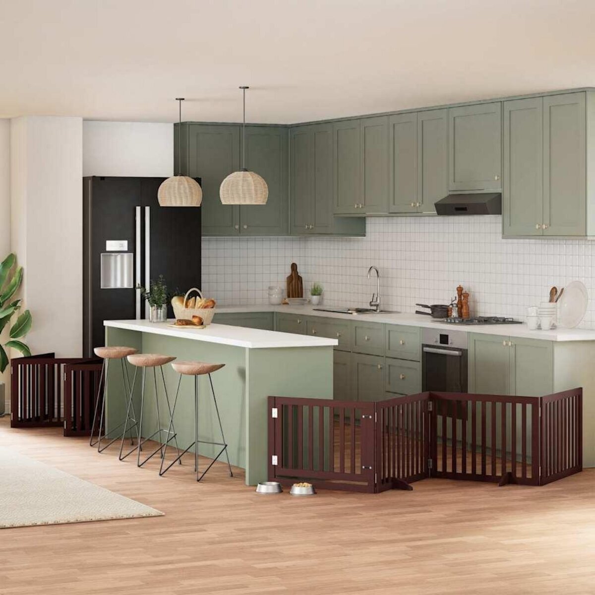 VIDAXL Barriere pour chien porte pliable 10 panneaux bois de peuplier