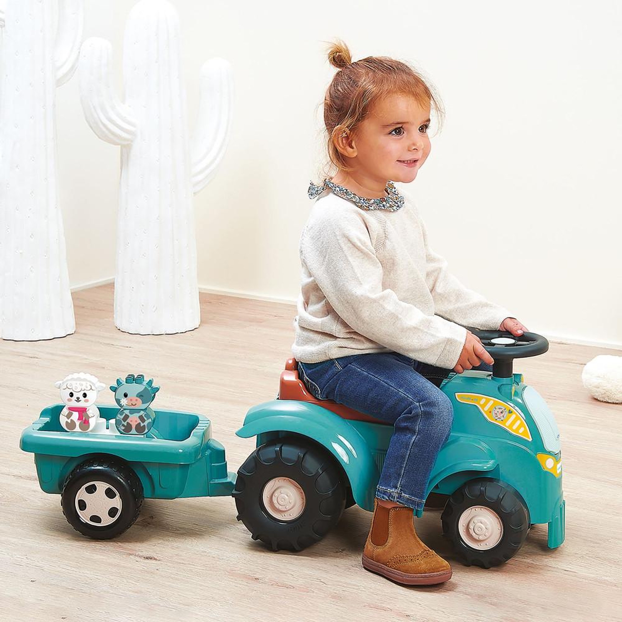 Voir la diapositive 2 : Ecoiffier Tracteur directionnel garni avec remorque - ECOIFFIER - 15 accessoires - De 12 a 36 mois