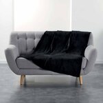 Paris Prix Plaid Uni en Flanelle  Flanou  125x150cm Noir