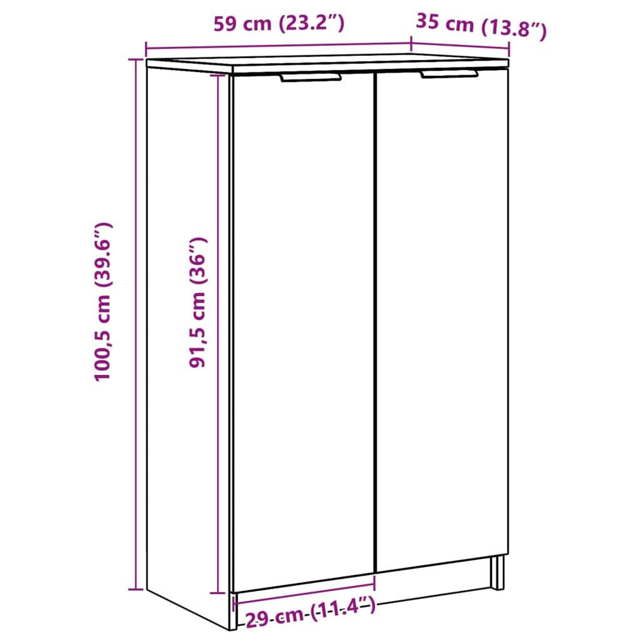 Voir la diapositive 6 : VIDAXL Armoire a chaussures Gris beton 59x35x100 cm Bois d'ingenierie