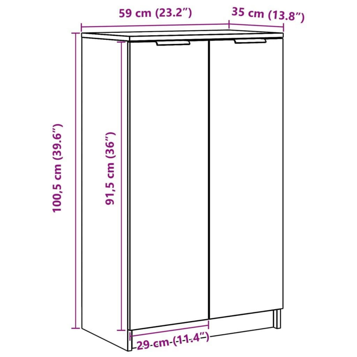 VIDAXL Armoire a chaussures Gris beton 59x35x100 cm Bois d'ingenierie