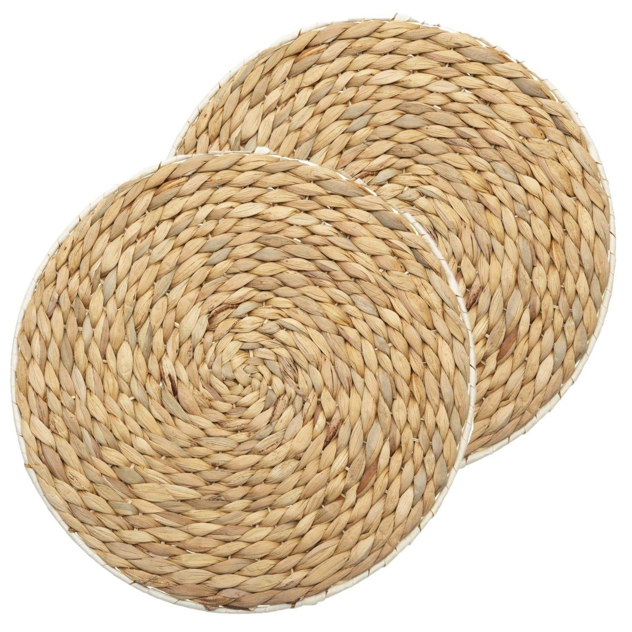 TOILINUX Lot de 2 sets de table en jacinthe d'eau MOOD - Diam. 35 cm - Beige