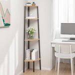 VIDAXL Etagere d'angle 4 niveaux Marron clair et noir 45,5x31,5x150 cm