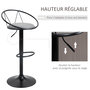 Voir la diapositive 5 : HOMCOM Lot de 2 tabourets de bar design néo-rétro réglable pivotant avec repose-pied métal noir lin gris