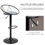 Voir la diapositive 5 : HOMCOM Lot de 2 tabourets de bar design néo-rétro réglable pivotant avec repose-pied métal noir lin gris