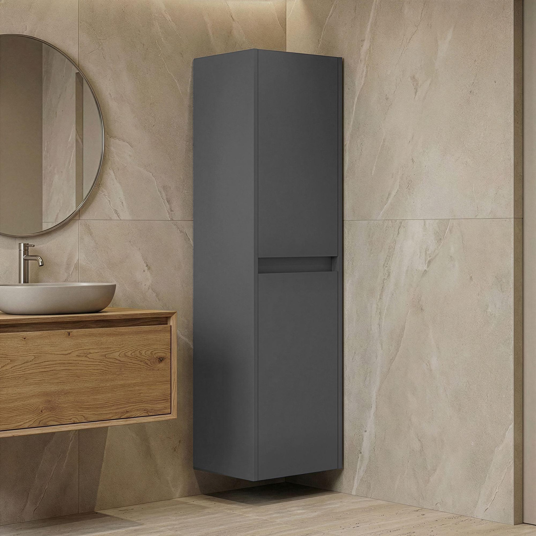 Voir la diapositive 2 : Habitat et Jardin Armoire de salle de bain  arno 40  - 40 x 27 x 138 cm - anthracite