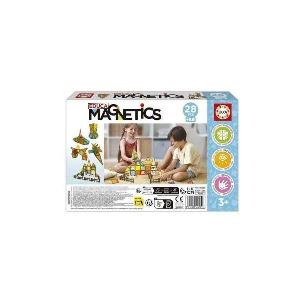 EDUCA Magnetics Ecoferme - Jeu de construction - EDUCA - 28 pieces magnétiques, 2 animaux, 8 cartes - Des 3 ans