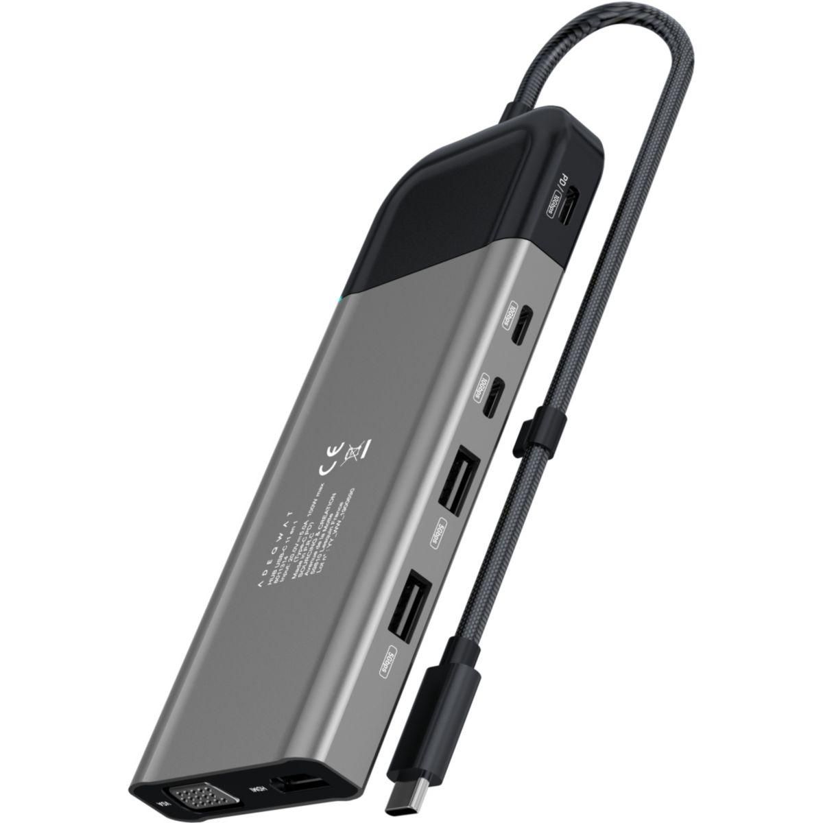 ADEQWAT Hub USB C USB-C / multiports 11 en 1