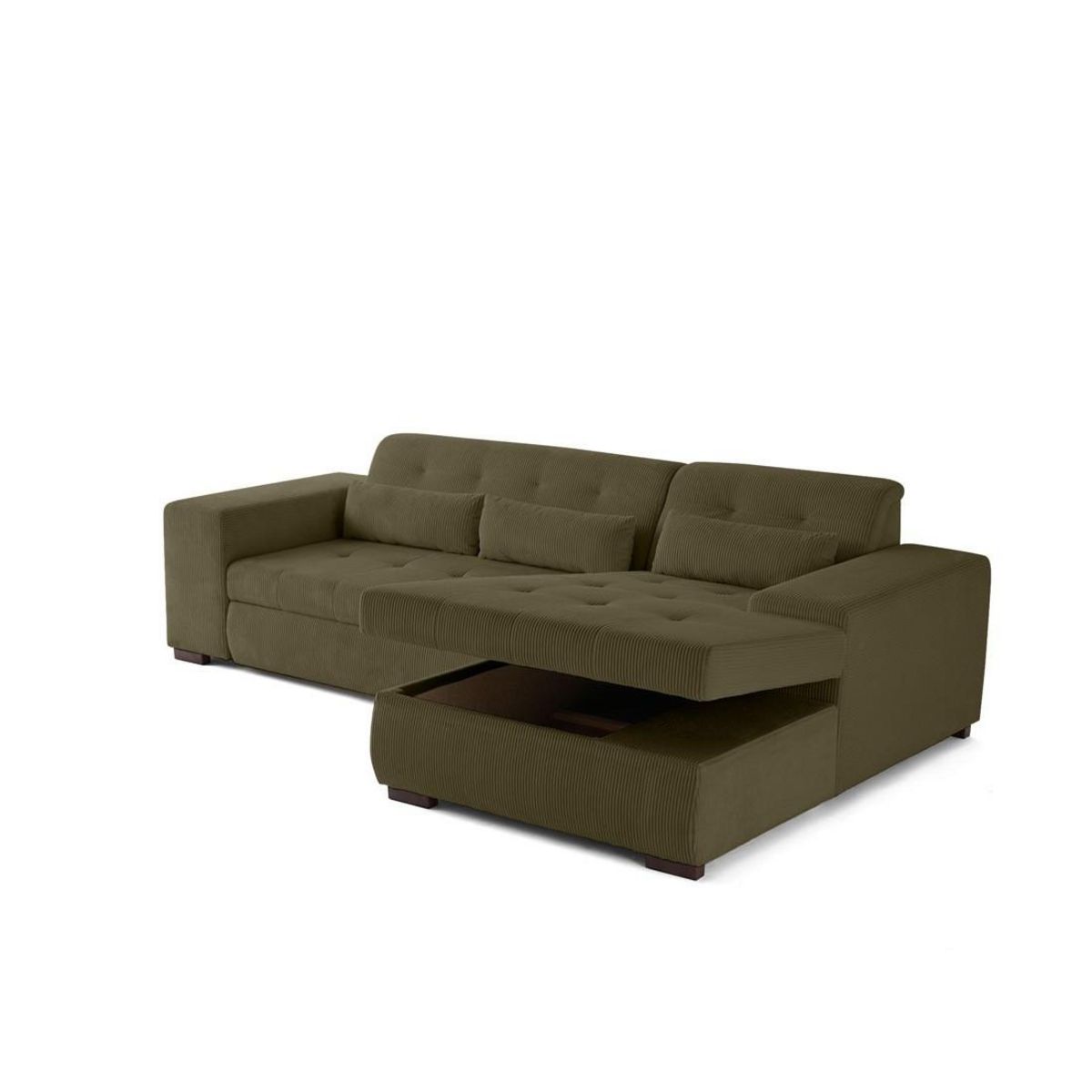 LISA DESIGN Vermont - canapé d'angle droit - 4 places - convertible avec coffre - en velours côtelé